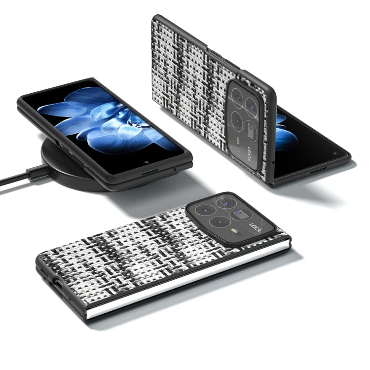 For Xiaomi Mix Fold 4 Black Frame Color Lattice Texture PU Phone Case