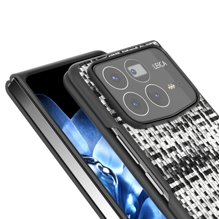 For Xiaomi Mix Fold 4 Black Frame Color Lattice Texture PU Phone Case