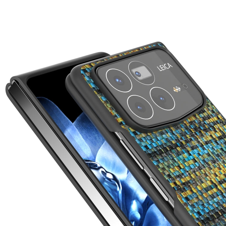 For Xiaomi Mix Fold 4 Black Frame Color Lattice Texture PU Phone Case