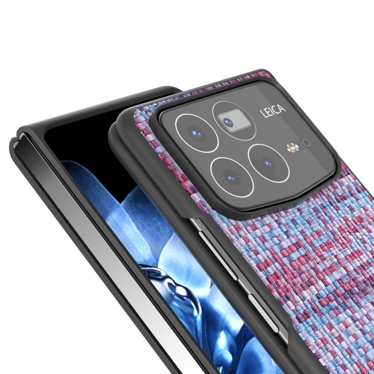 For Xiaomi Mix Fold 4 Black Frame Color Lattice Texture PU Phone Case