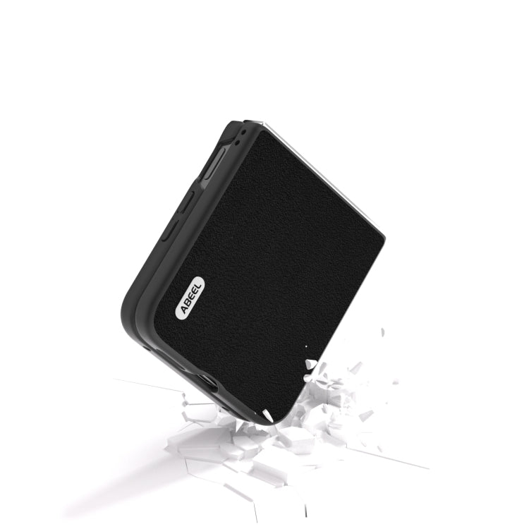 For Xiaomi Mix Flip ABEEL Genuine Leather Wave Black Edge Phone Case