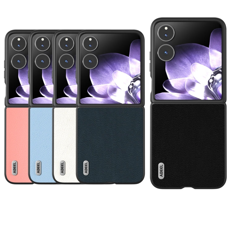 For Xiaomi Mix Flip ABEEL Genuine Leather Wave Black Edge Phone Case