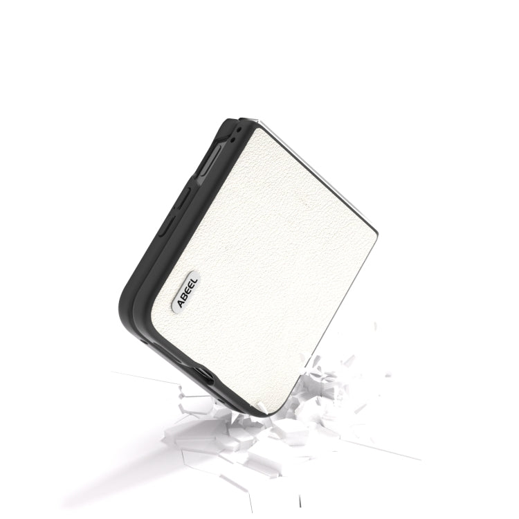 For Xiaomi Mix Flip ABEEL Genuine Leather Wave Black Edge Phone Case