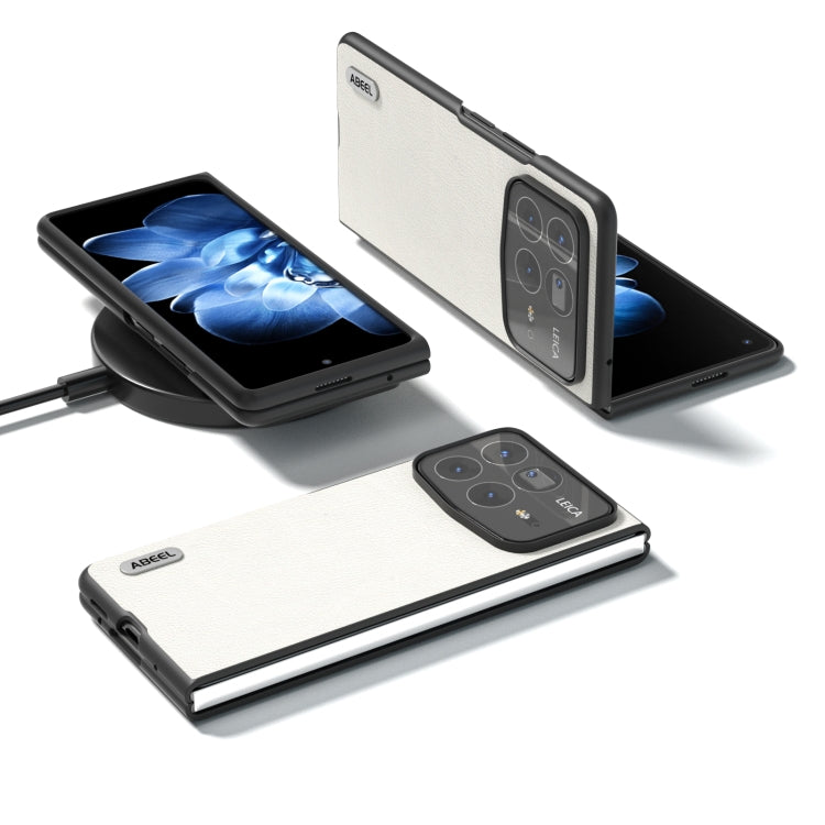 For Xiaomi Mix Fold 4 ABEEL Genuine Leather Wave Black Edge Phone Case