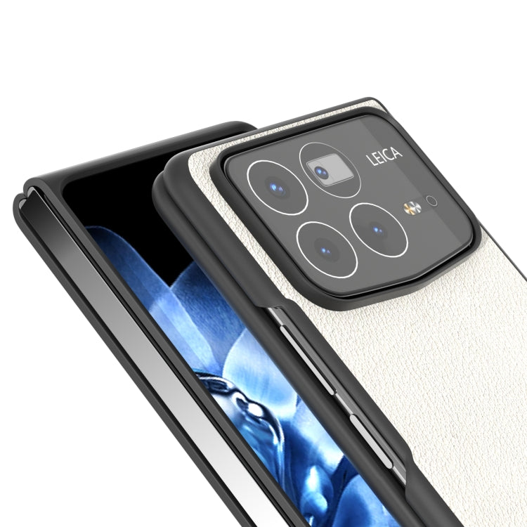 For Xiaomi Mix Fold 4 ABEEL Genuine Leather Wave Black Edge Phone Case