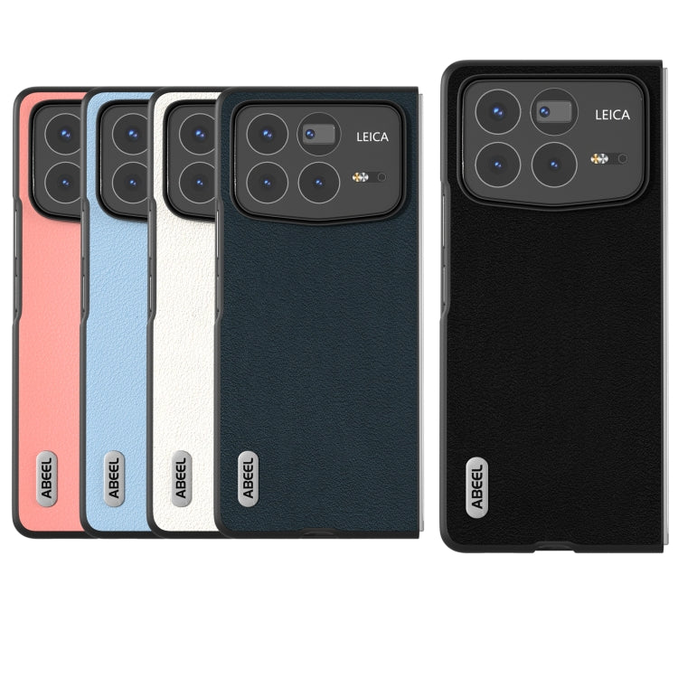 For Xiaomi Mix Fold 4 ABEEL Genuine Leather Wave Black Edge Phone Case