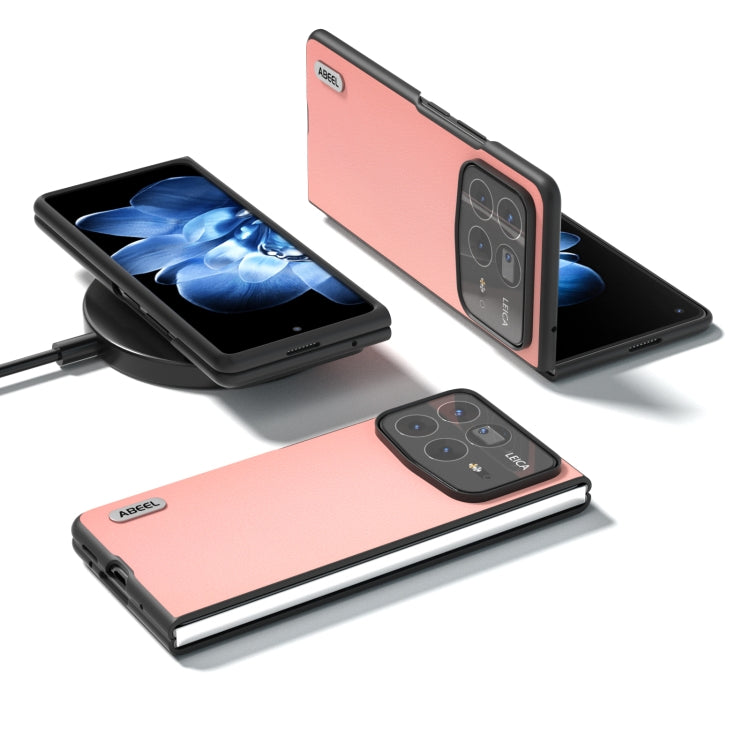 For Xiaomi Mix Fold 4 ABEEL Genuine Leather Wave Black Edge Phone Case