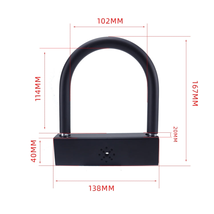 Car U-shaped Anti-theft Alarm Lock - Black