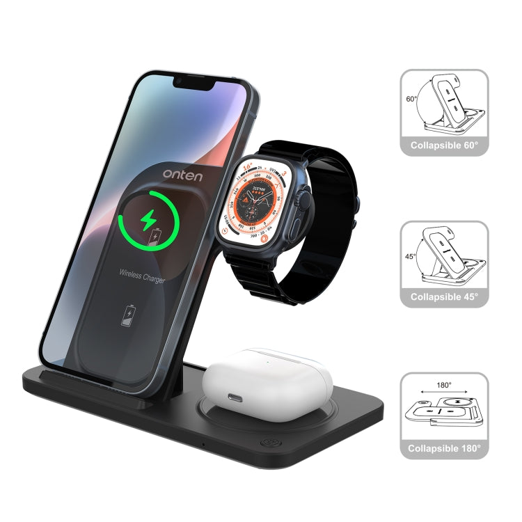 Onten CW11 3 in 1 Folding Wireless Charging - Black