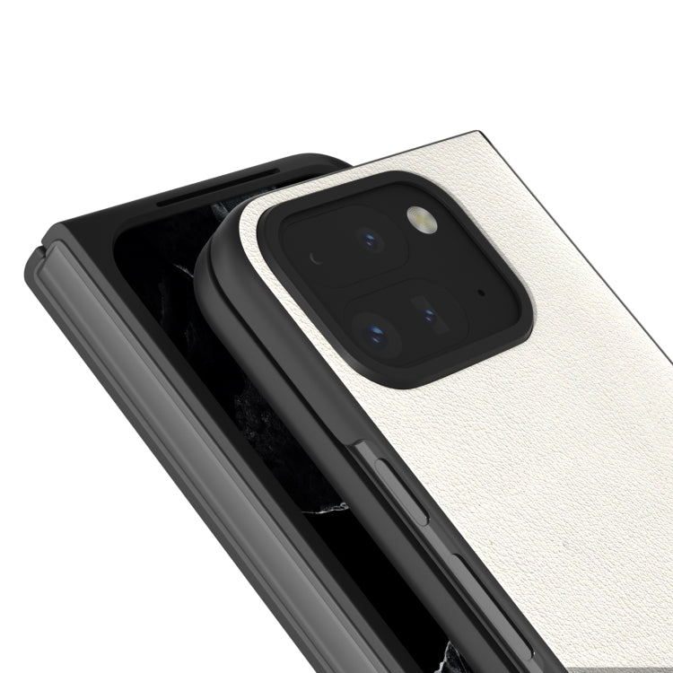 For Google Pixel 9 Pro Fold ABEEL Genuine Leather Wave Black Edge Phone Case
