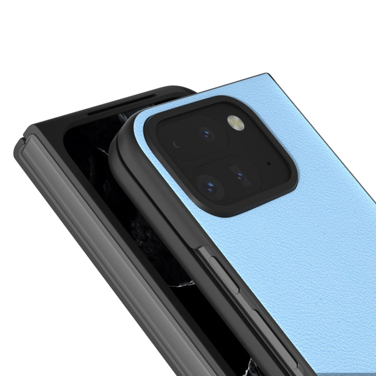 For Google Pixel 9 Pro Fold ABEEL Genuine Leather Wave Black Edge Phone Case