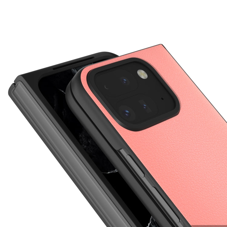 For Google Pixel 9 Pro Fold ABEEL Genuine Leather Wave Black Edge Phone Case