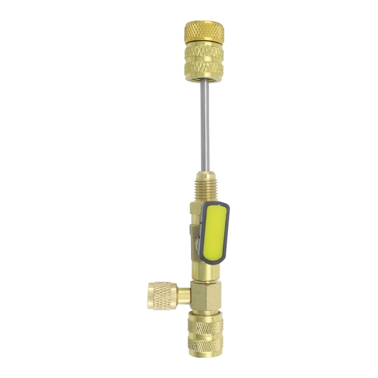34pcs / Set T6 Air Conditioning Valve Core Remover Installer Tool with Dual Size SAE 1/4 and 5/16 Ports - Gold