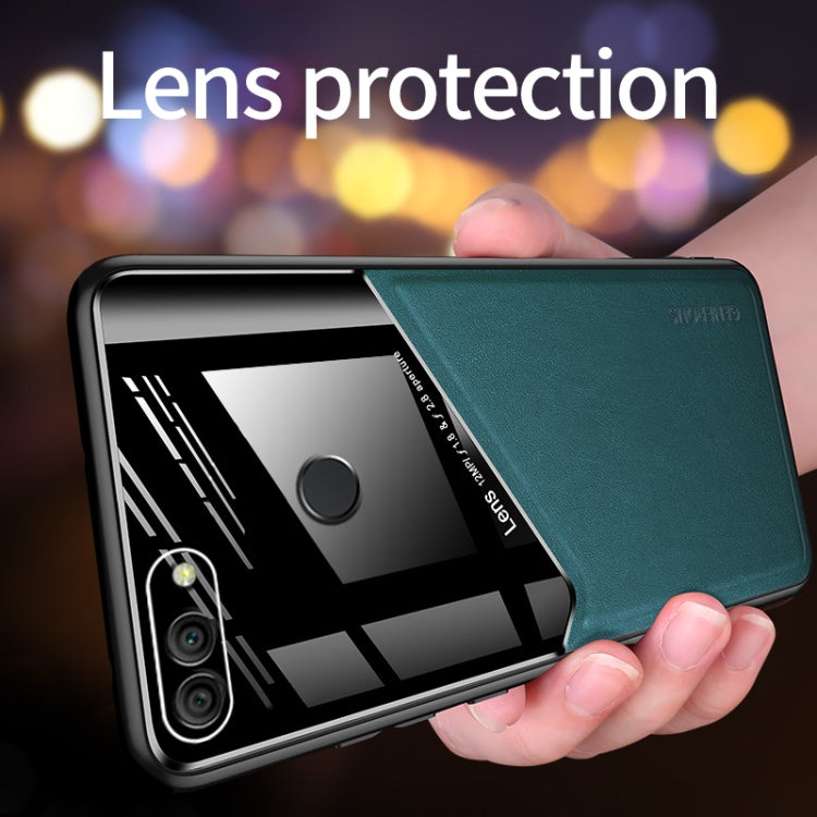 For Huawei Enjoy 8 Plus All-inclusive Leather + Organic Glass Protective Case with Metal Iron Sheet