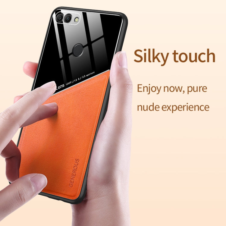 For Huawei Enjoy 8 Plus All-inclusive Leather + Organic Glass Protective Case with Metal Iron Sheet