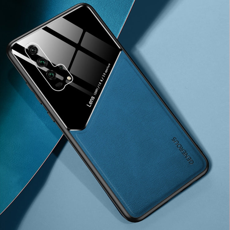 For Huawei Honor 20 Pro All-inclusive Leather + Organic Glass Protective Case with Metal Iron Sheet