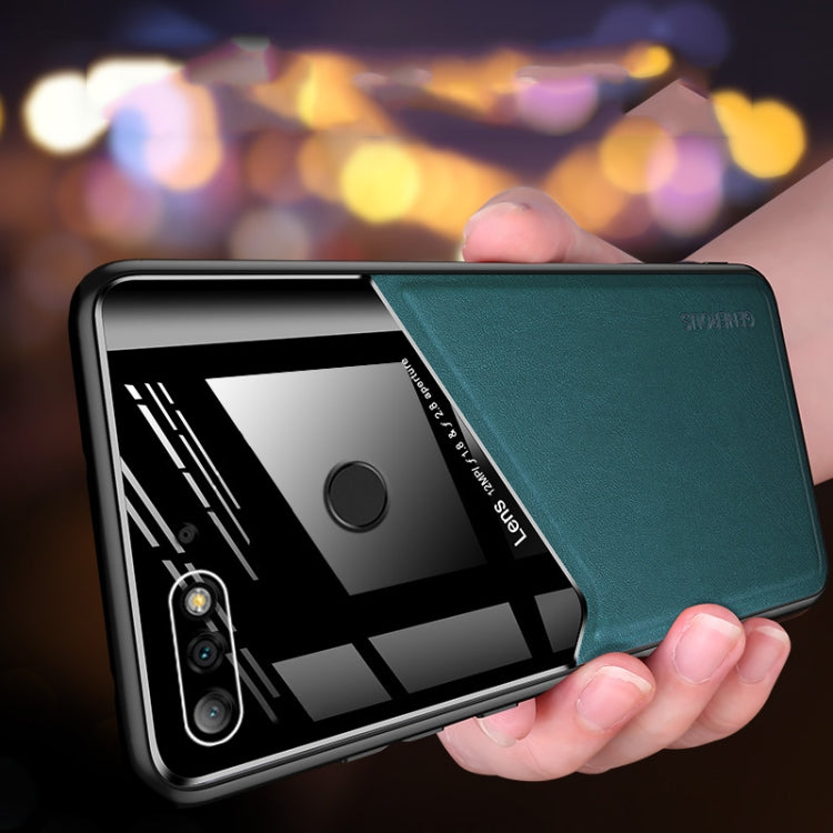 For Huawei Enjoy 8 / Honor 7C All-inclusive Leather + Organic Glass Protective Case with Metal Iron Sheet