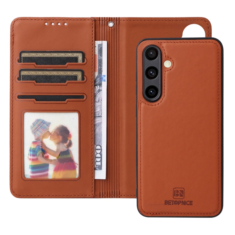 For Galaxy S24 FE 5G BETOPNICE BN-005 2 in 1 Detachable Imitate Genuine Leather Phone Case