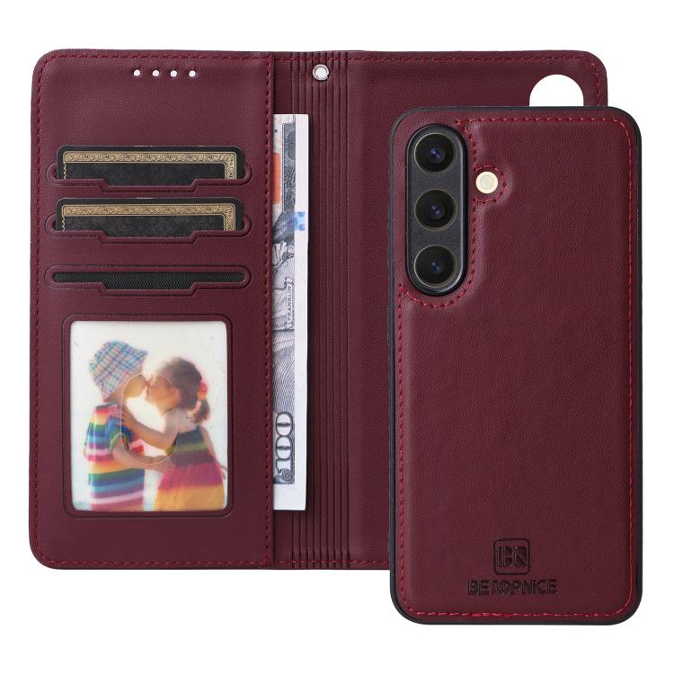 For Galaxy S25 5G BETOPNICE BN-005 2 in 1 Detachable Imitate Genuine Leather Phone Case