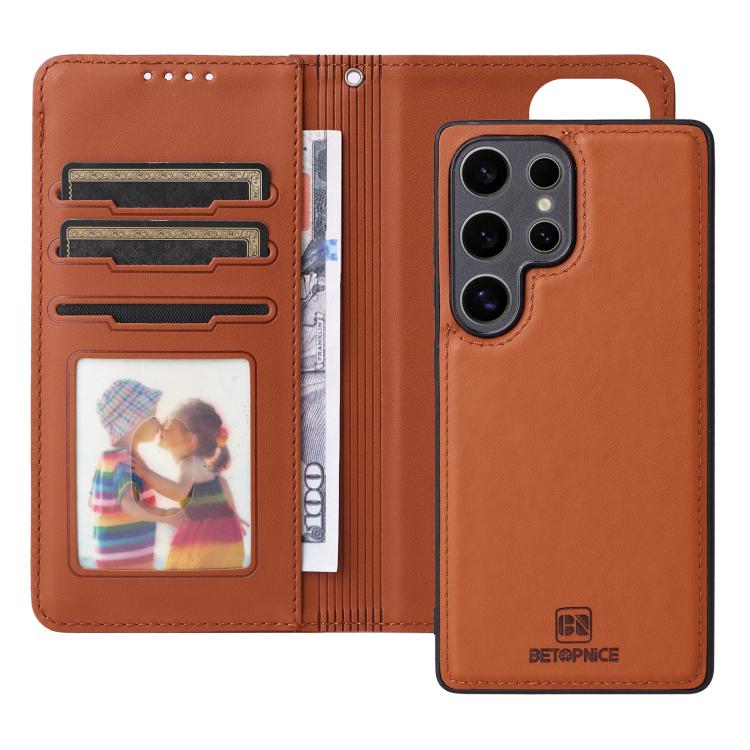 For Galaxy S25 Ultra 5G BETOPNICE BN-005 2 in 1 Detachable Imitate Genuine Leather Phone Case