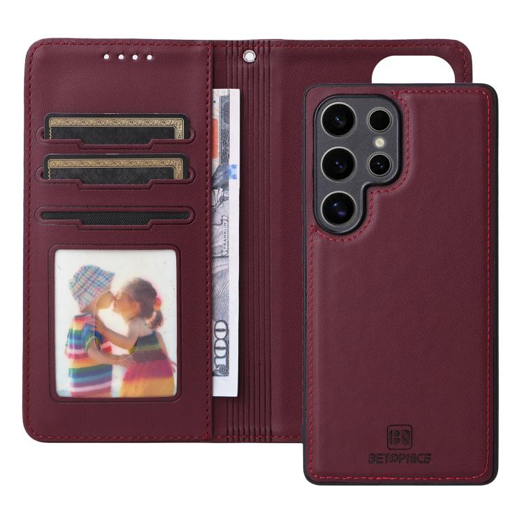 For Galaxy S25 Ultra 5G BETOPNICE BN-005 2 in 1 Detachable Imitate Genuine Leather Phone Case
