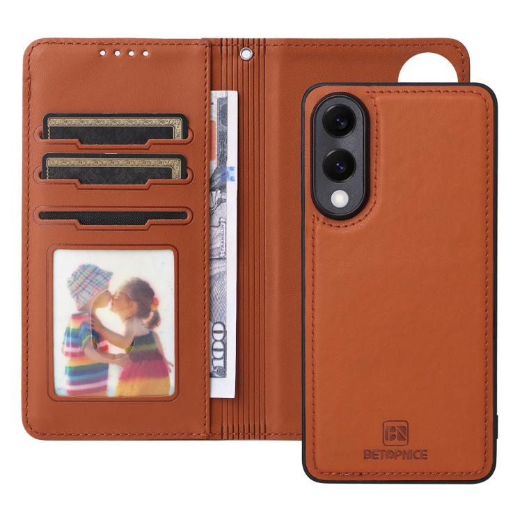 For Galaxy S25 Edge 5G BETOPNICE BN-005 2 in 1 Detachable Imitate Genuine Leather Phone Case