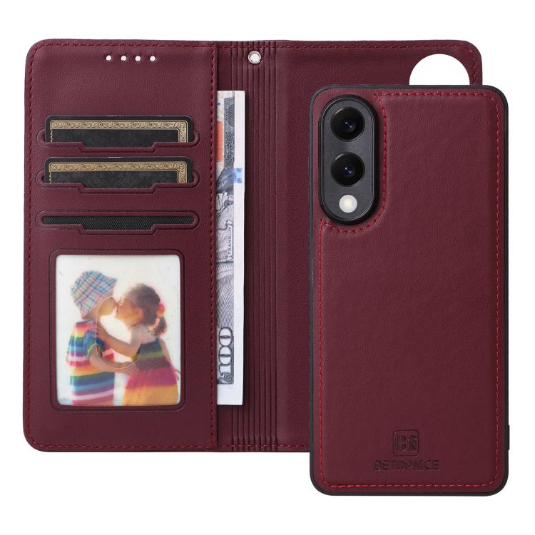 For Galaxy S25 Edge 5G BETOPNICE BN-005 2 in 1 Detachable Imitate Genuine Leather Phone Case