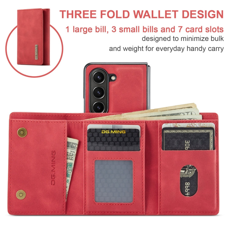 For Samsung Galaxy Z Fold6 DG.MING M1 Series 3-Fold Multi Card Wallet + Magnetic Phone Case