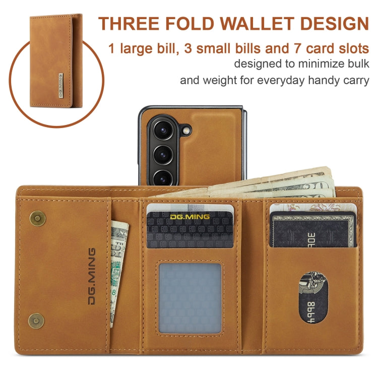 For Samsung Galaxy Z Fold6 DG.MING M1 Series 3-Fold Multi Card Wallet + Magnetic Phone Case