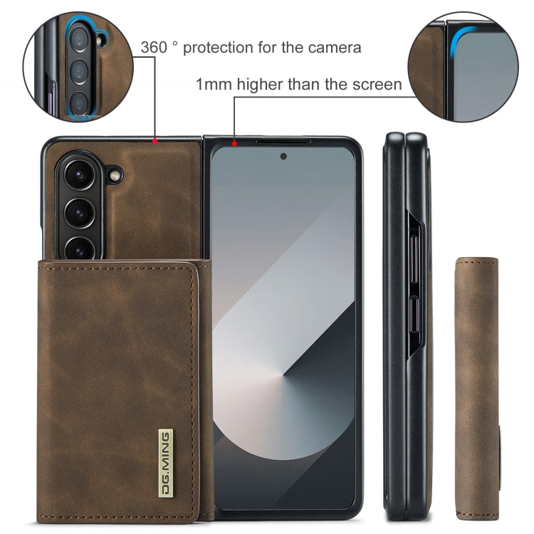 For Samsung Galaxy Z Fold6 DG.MING M1 Series 3-Fold Multi Card Wallet + Magnetic Phone Case