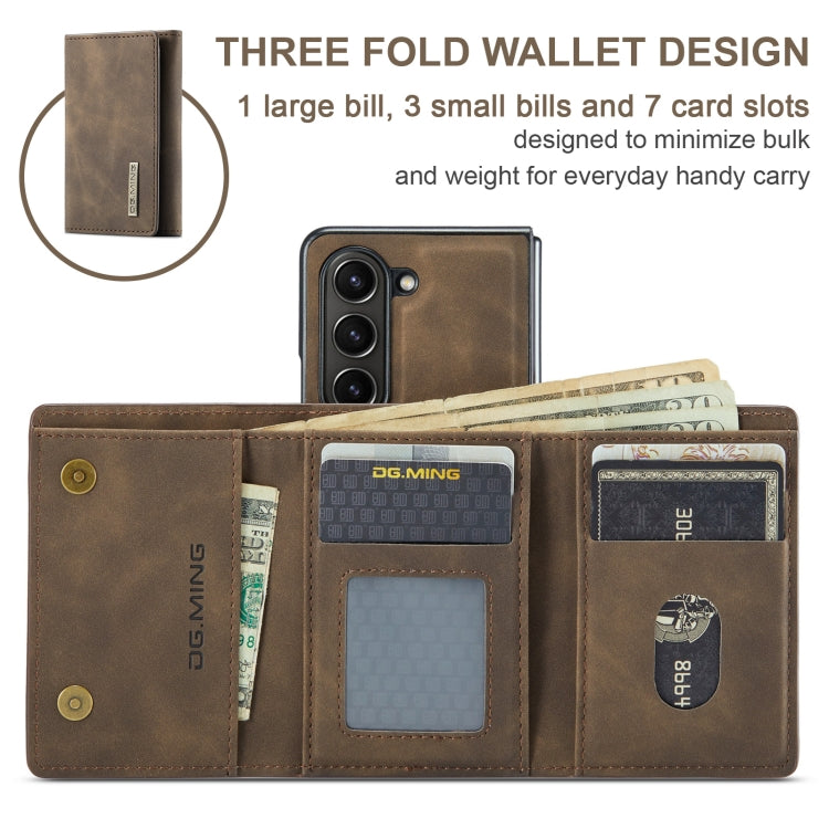 For Samsung Galaxy Z Fold6 DG.MING M1 Series 3-Fold Multi Card Wallet + Magnetic Phone Case