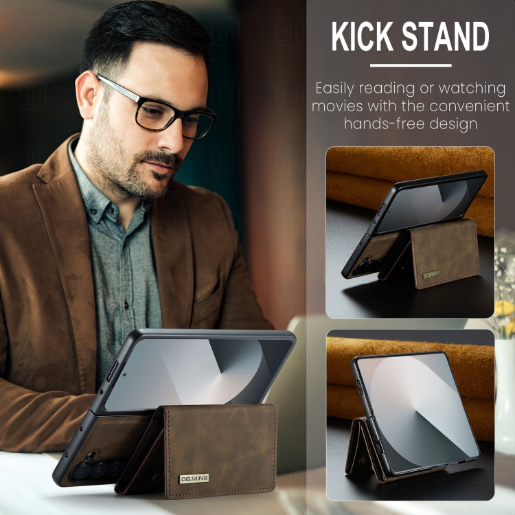 For Samsung Galaxy Z Fold6 DG.MING M1 Series 3-Fold Multi Card Wallet + Magnetic Phone Case