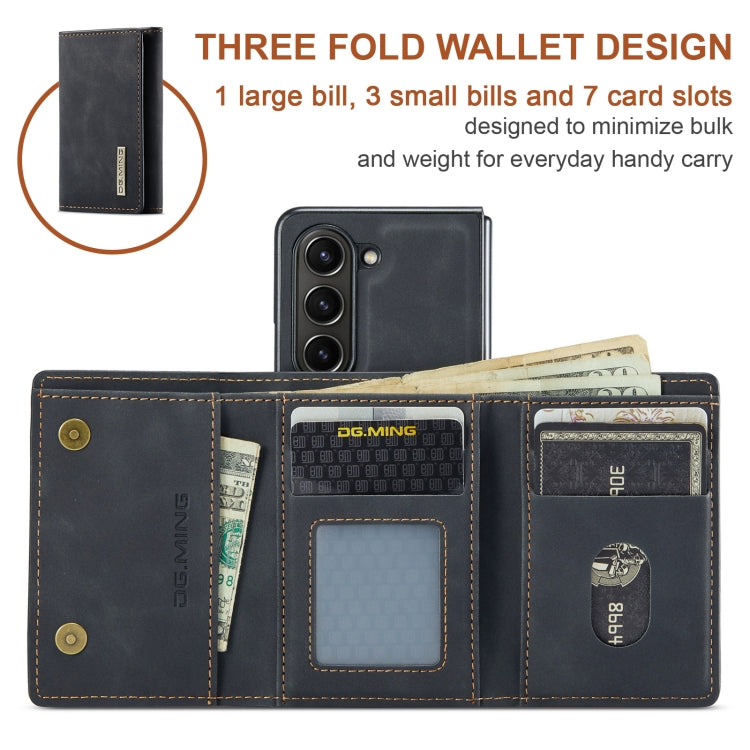 For Samsung Galaxy Z Fold6 DG.MING M1 Series 3-Fold Multi Card Wallet + Magnetic Phone Case