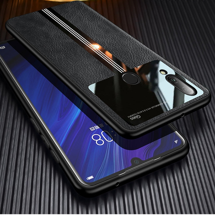 For Huawei Nova 3 Leather Texture PU + Glass + TPU Shockproof Protective Case