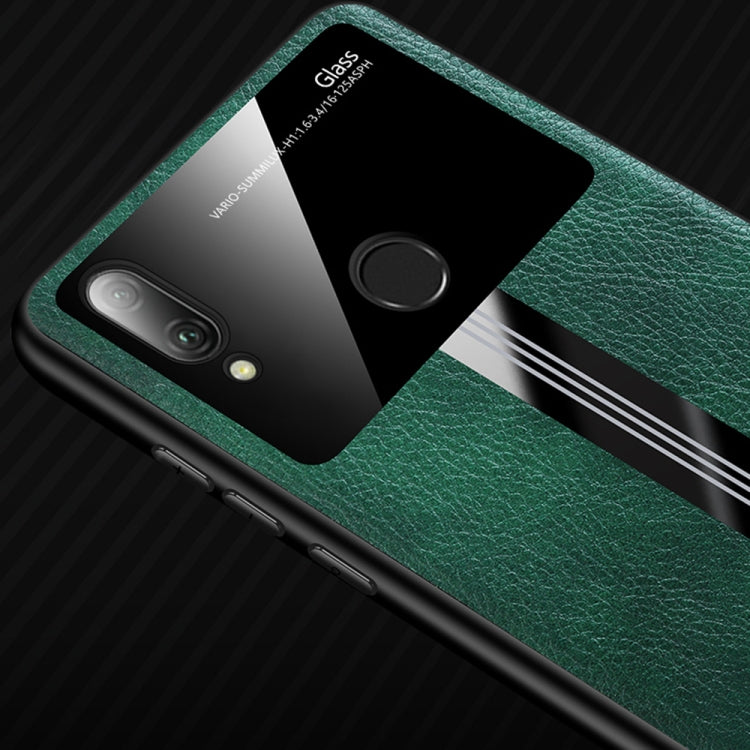 For Huawei Nova 3 Leather Texture PU + Glass + TPU Shockproof Protective Case