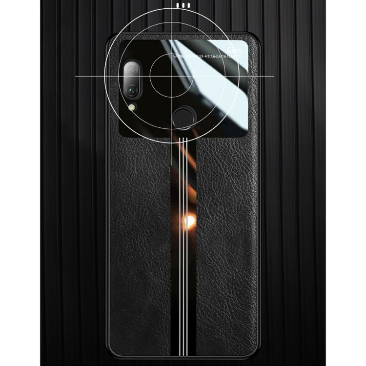 For Huawei Nova 3 Leather Texture PU + Glass + TPU Shockproof Protective Case