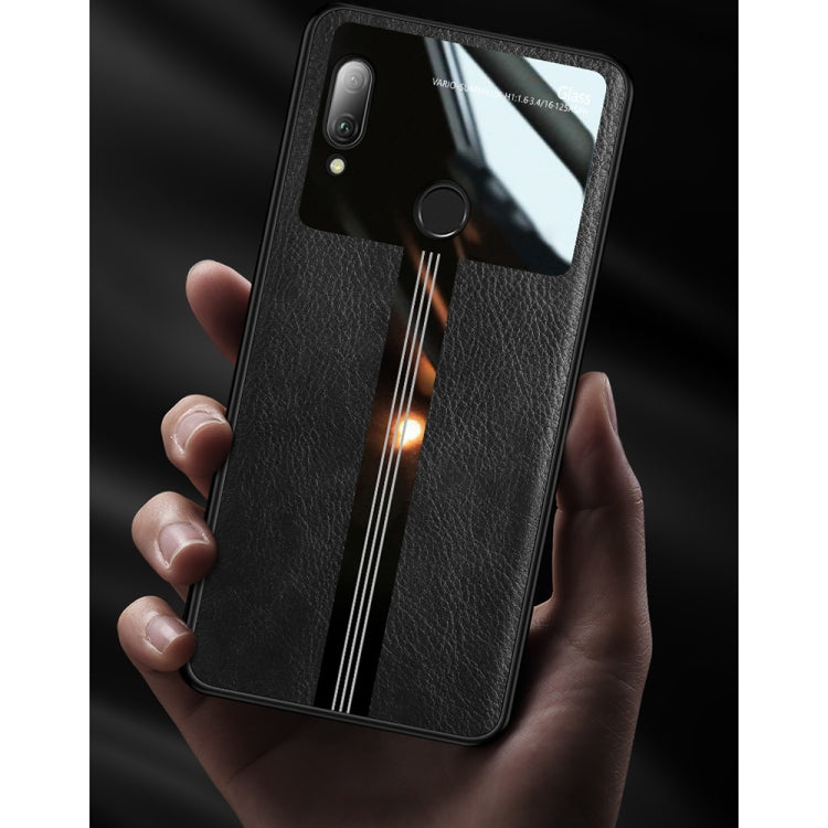 For Huawei Nova 3 Leather Texture PU + Glass + TPU Shockproof Protective Case