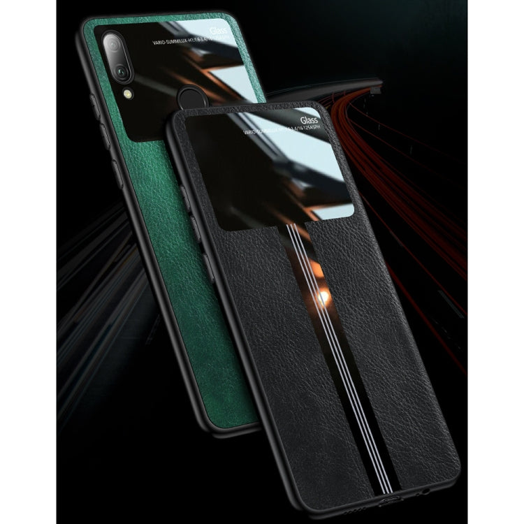 For Huawei Nova 3 Leather Texture PU + Glass + TPU Shockproof Protective Case