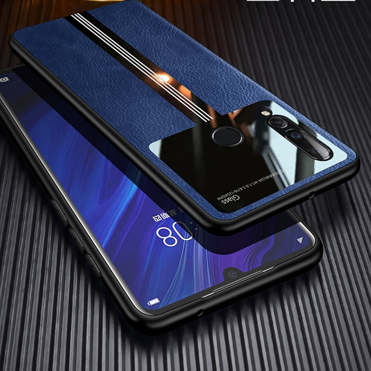 For Huawei Nova 4 Leather Texture PU + Glass + TPU Shockproof Protective Case