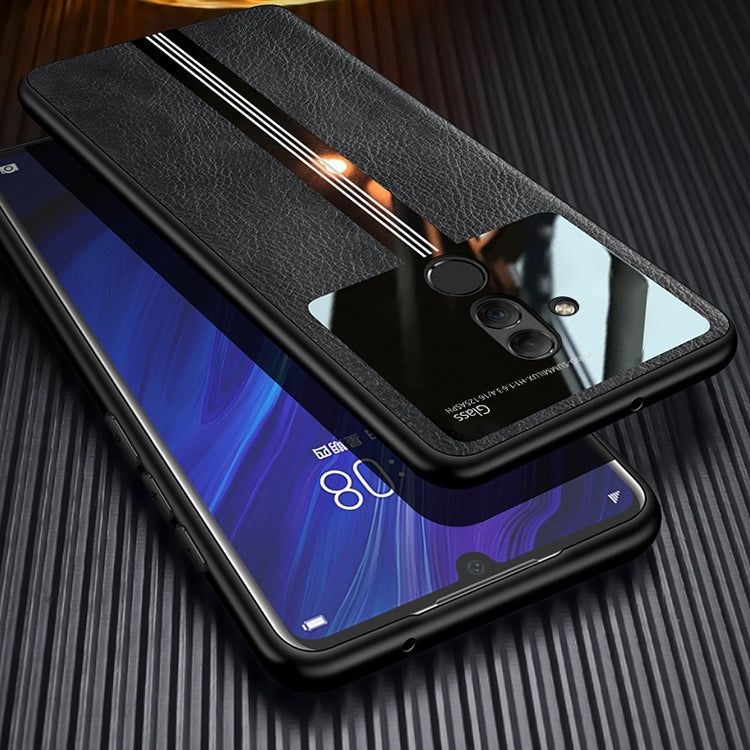 For Huawei Maimang 7 / Mate 20 Lite Leather Texture PU + Glass + TPU Shockproof Protective Case