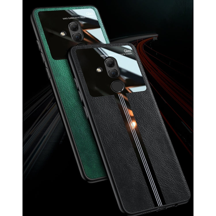 For Huawei Maimang 7 / Mate 20 Lite Leather Texture PU + Glass + TPU Shockproof Protective Case
