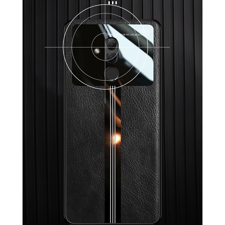 For Huawei Maimang 7 / Mate 20 Lite Leather Texture PU + Glass + TPU Shockproof Protective Case