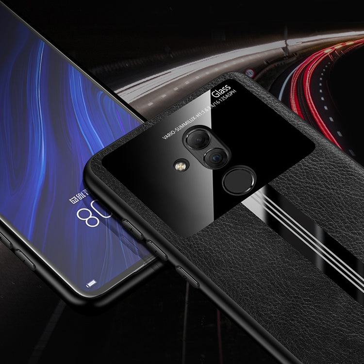 For Huawei Maimang 7 / Mate 20 Lite Leather Texture PU + Glass + TPU Shockproof Protective Case