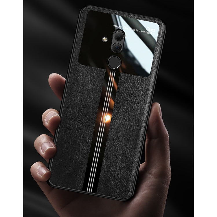 For Huawei Maimang 7 / Mate 20 Lite Leather Texture PU + Glass + TPU Shockproof Protective Case