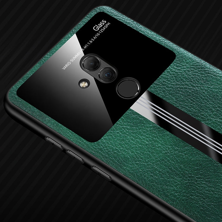 For Huawei Maimang 7 / Mate 20 Lite Leather Texture PU + Glass + TPU Shockproof Protective Case