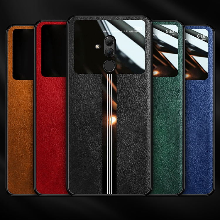For Huawei Maimang 7 / Mate 20 Lite Leather Texture PU + Glass + TPU Shockproof Protective Case