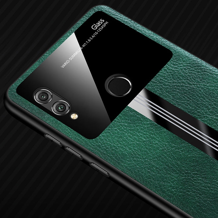 For Huawei Honor 8X Leather Texture PU + Glass + TPU Shockproof Protective Case