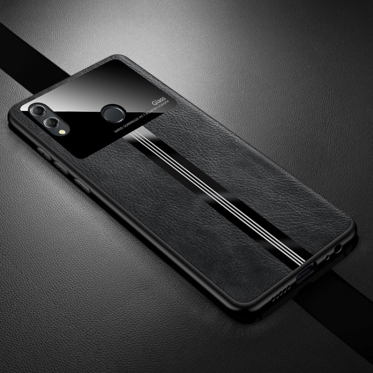For Huawei Honor 8X Max Leather Texture PU + Glass + TPU Shockproof Protective Case