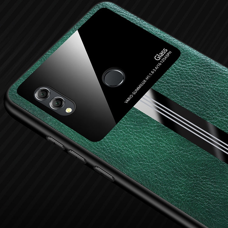 For Huawei Honor 8X Max Leather Texture PU + Glass + TPU Shockproof Protective Case