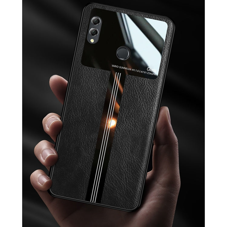 For Huawei Honor 8X Max Leather Texture PU + Glass + TPU Shockproof Protective Case